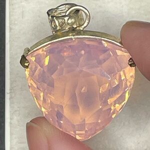 Faceted 76.95ct Pink Opal Pendant Set in Sterling Silver